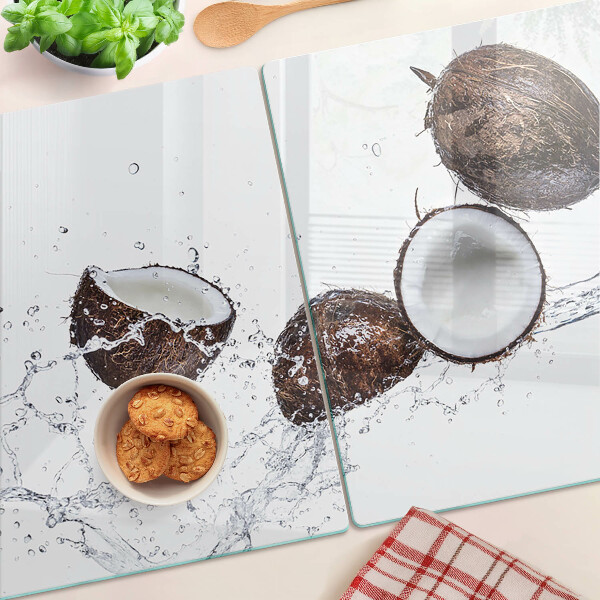 Tabla de cortar de cristal Cocos en agua