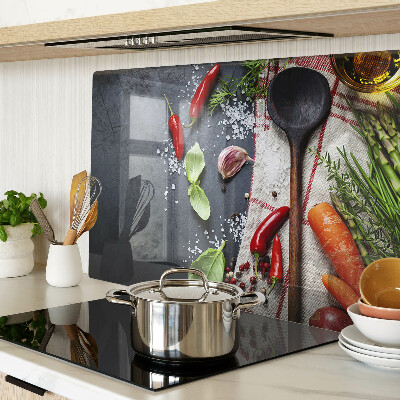 Tabla de cortar de cristal Especias y verduras de cocina