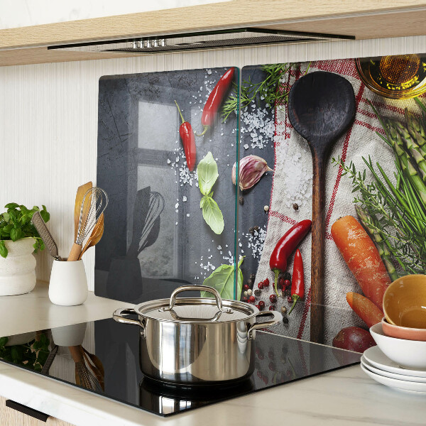 Tabla de cortar de cristal Especias y verduras de cocina