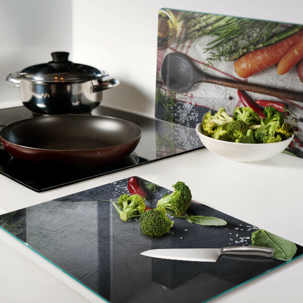 Tabla de cortar de cristal Especias y verduras de cocina