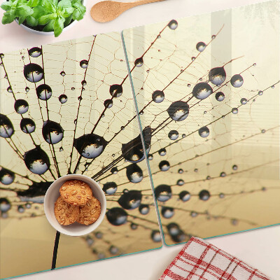 Deska kuchenna szklana Krople wody na pajęczynie