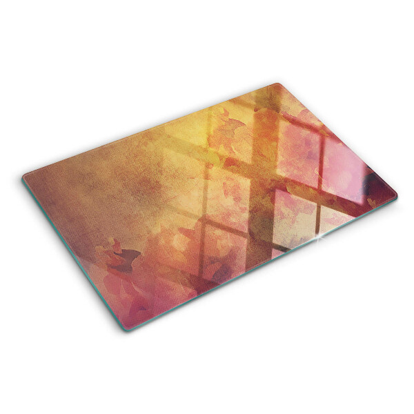 Tabla de cortar de cristal Motivo floral en colores pastel