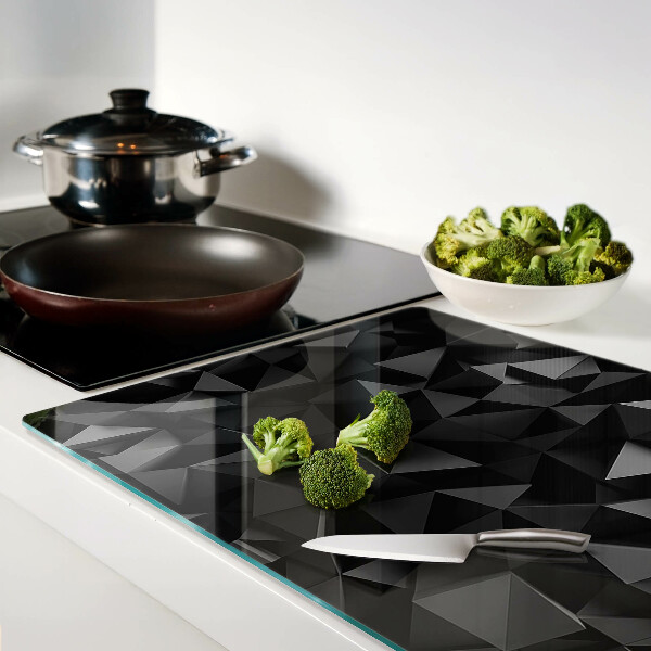 Szklana deska kuchenna Geometria wielokątów w odcieniach czerni