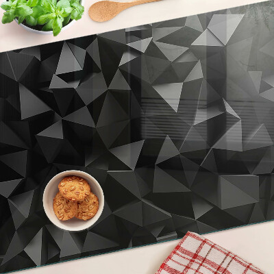 Szklana deska kuchenna Geometria wielokątów w odcieniach czerni