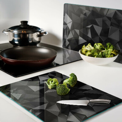 Szklana deska kuchenna Geometria wielokątów w odcieniach czerni