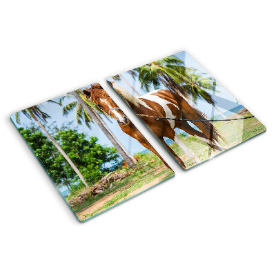 Deska kuchenna szklana Koń na tle palm