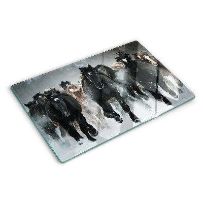 Deska kuchenna szklana Galopujące konie w mgle