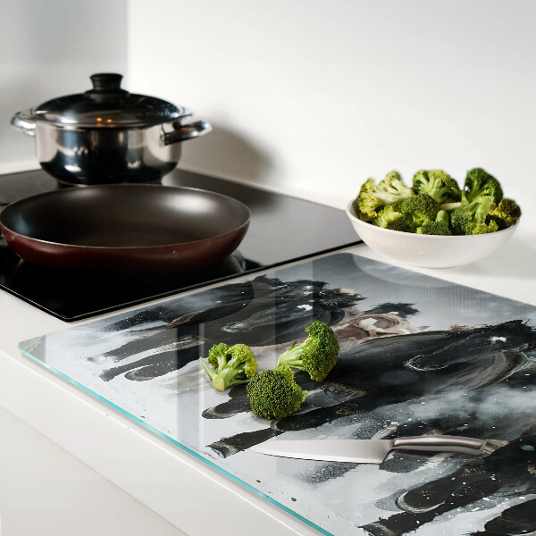 Deska kuchenna szklana Galopujące konie w mgle