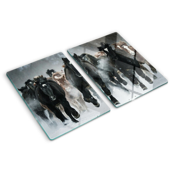 Deska kuchenna szklana Galopujące konie w mgle