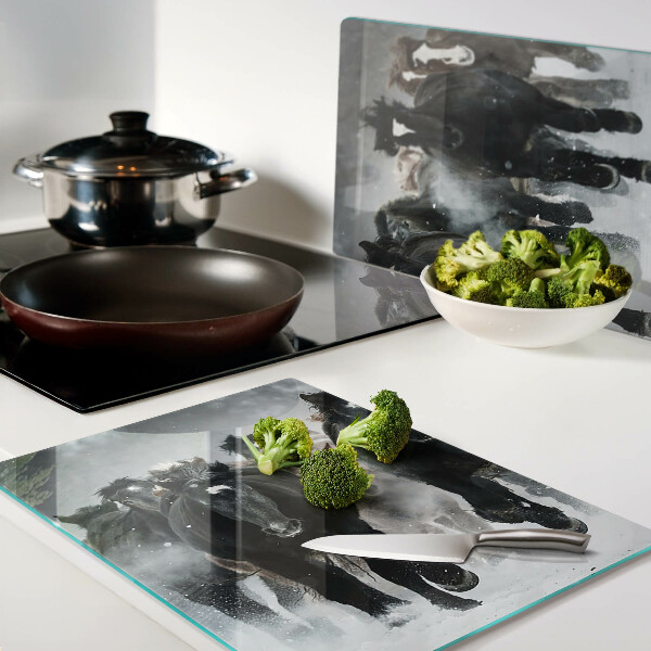 Deska kuchenna szklana Galopujące konie w mgle