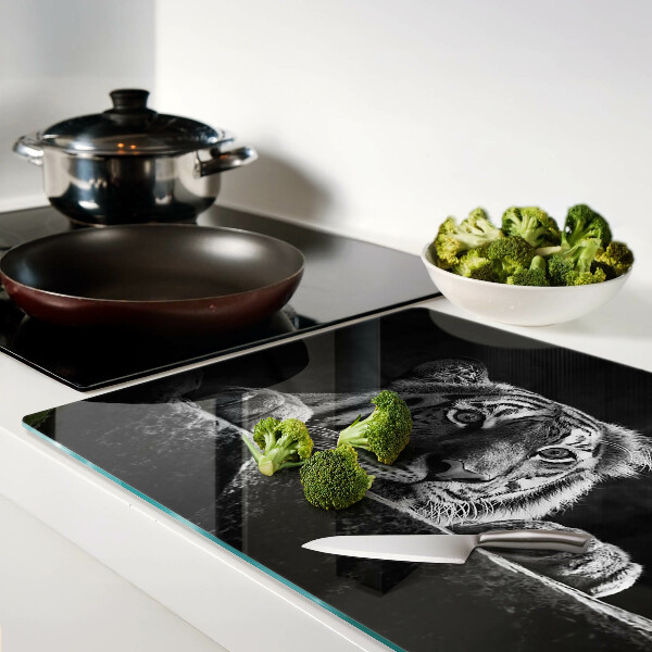 Tabla para cortar Tigre en estilo blanco y negro