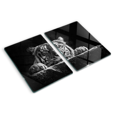Tabla para cortar Tigre en estilo blanco y negro