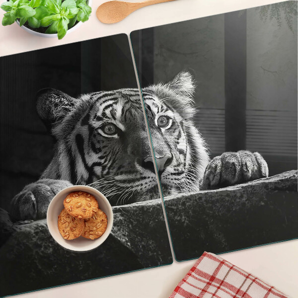 Tabla para cortar Tigre en estilo blanco y negro
