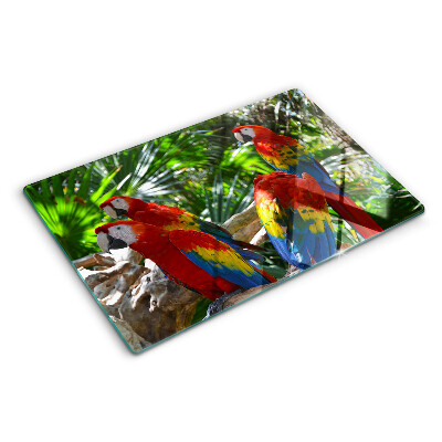 Tabla de cortar Loros en un entorno tropical