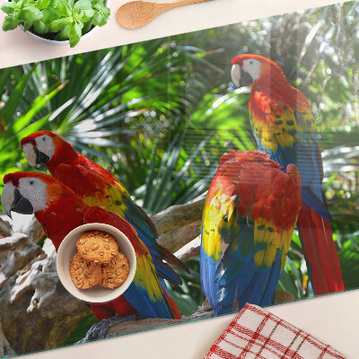 Tabla de cortar Loros en un entorno tropical