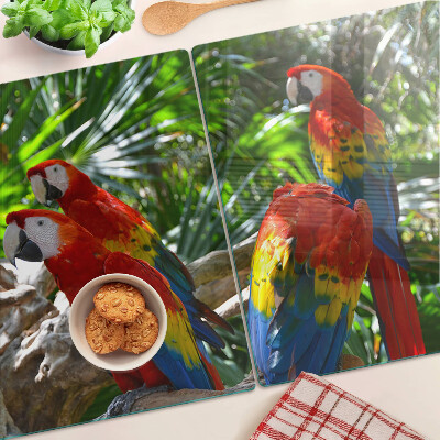 Tabla de cortar Loros en un entorno tropical