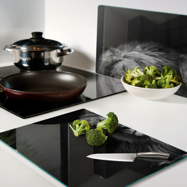 Tabla de cocina León en blanco y negro