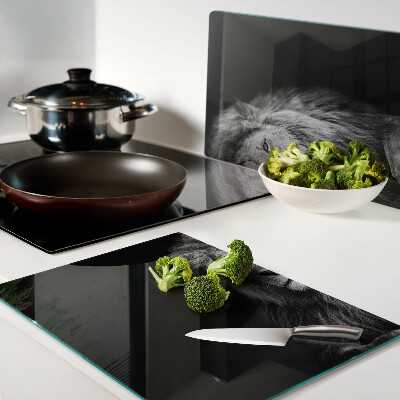 Tabla de cocina León en blanco y negro