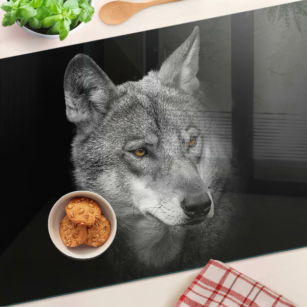 Tabla para cortar Lobo en tonos de gris