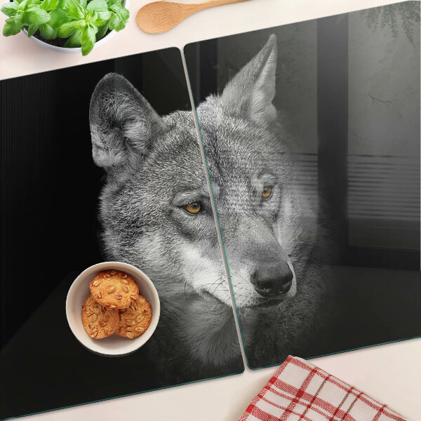 Tabla para cortar Lobo en tonos de gris