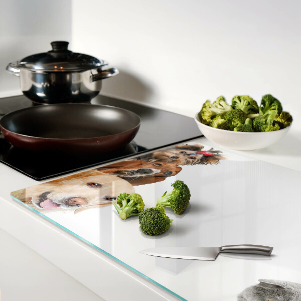 Tabla de cortar de cristal Perros y gatos en diferentes poses.