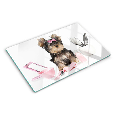 Tabla de cortar Yorkshire Terrier con accesorios de aseo