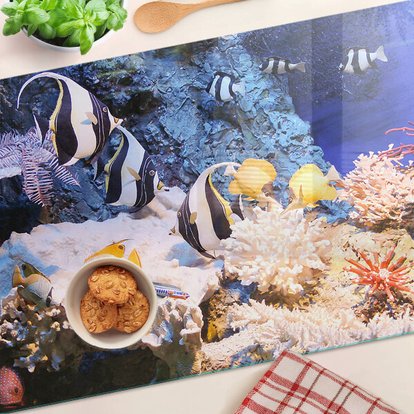 Tabla de cortar de cristal Mundo submarino con peces