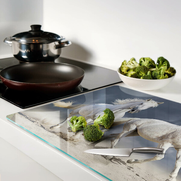 Szklana deska do krojenia Białe konie w biegu