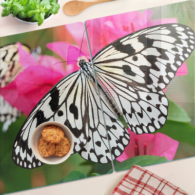 Deska kuchenna szklana Motyl na kwiatach