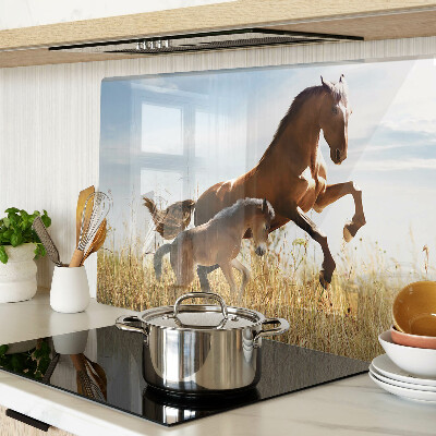 Tabla de cocina Caballos en un prado al sol