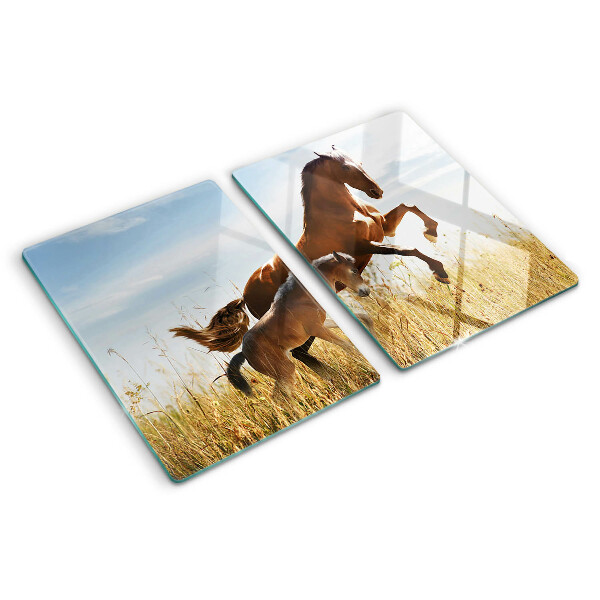 Tabla de cocina Caballos en un prado al sol