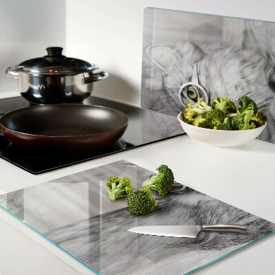 Szklana deska do krojenia Kot w okularach