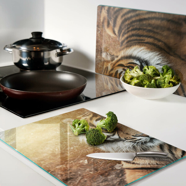 Szklana deska do krojenia Tygrys w promieniach słońca