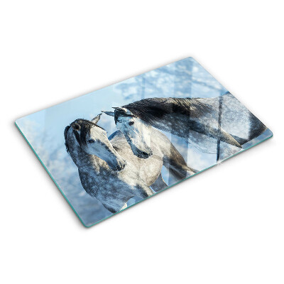 Tabla de cocina Caballos en un paisaje invernal