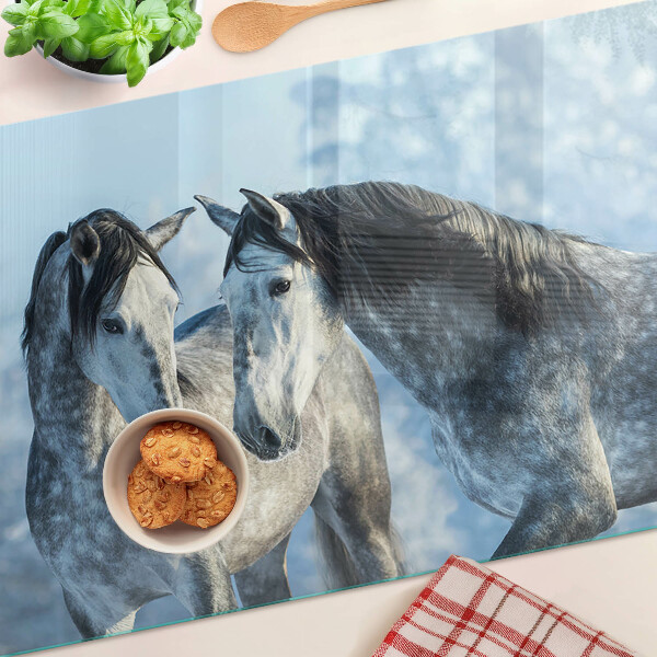 Tabla de cocina Caballos en un paisaje invernal