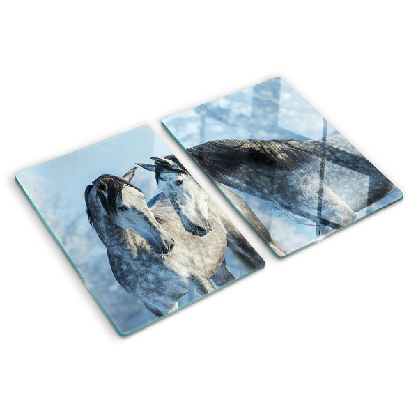 Tabla de cocina Caballos en un paisaje invernal