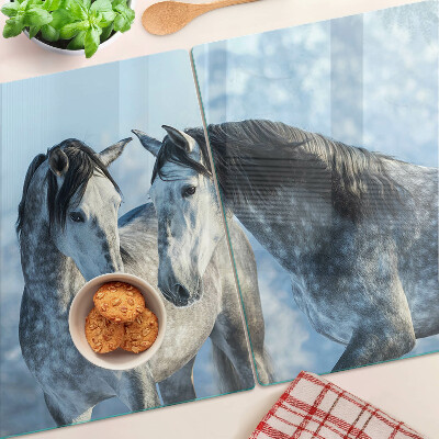 Tabla de cocina Caballos en un paisaje invernal