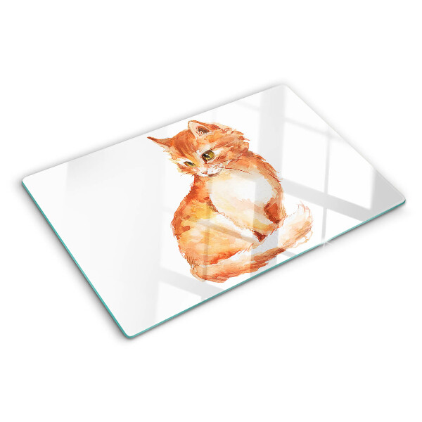 Tabla de cortar de cristal Dibujo de un gatito pelirrojo