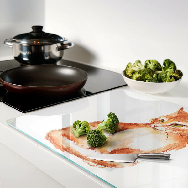 Tabla de cortar de cristal Dibujo de un gatito pelirrojo