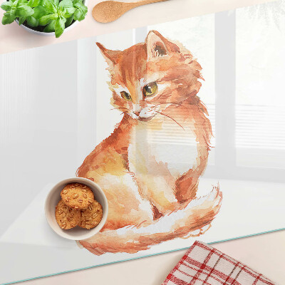 Tabla de cortar de cristal Dibujo de un gatito pelirrojo