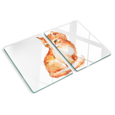 Tabla de cortar de cristal Dibujo de un gatito pelirrojo