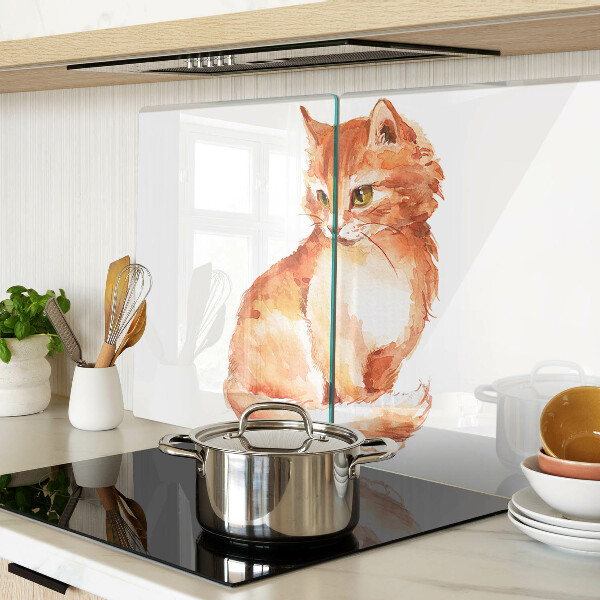 Tabla de cortar de cristal Dibujo de un gatito pelirrojo