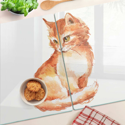Tabla de cortar de cristal Dibujo de un gatito pelirrojo