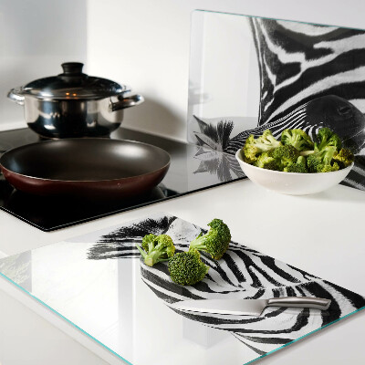 Szklana deska do krojenia Zebra w czarno-białych paskach