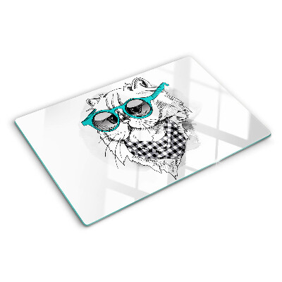 Tabla para cortar Dibujo de un gato con gafas de sol.