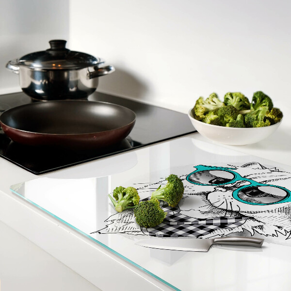 Tabla para cortar Dibujo de un gato con gafas de sol.