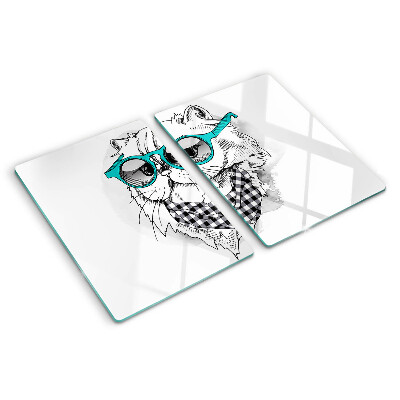 Tabla para cortar Dibujo de un gato con gafas de sol.