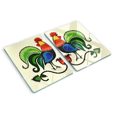 Tabla de cortar de cristal Gallos al estilo folklórico