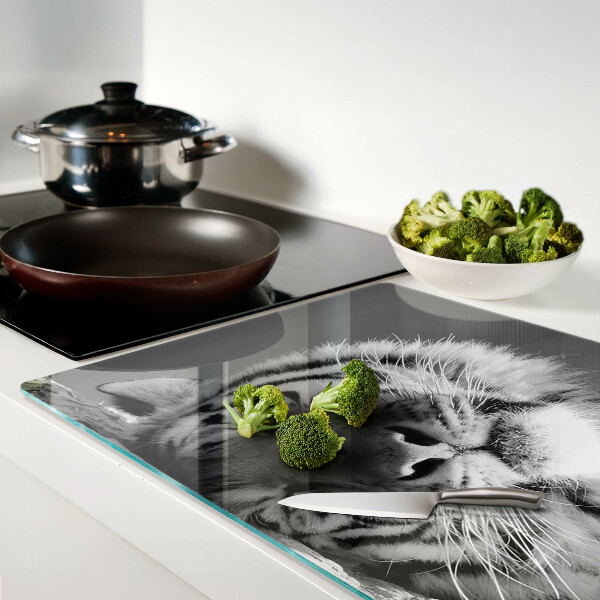 Tabla de cortar Tigre en blanco y negro