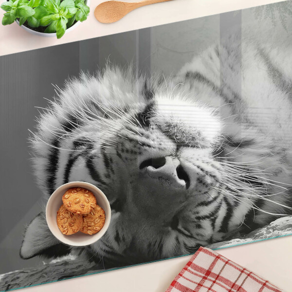 Tabla de cortar Tigre en blanco y negro